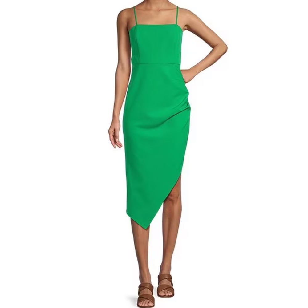Gianni Bini Bright Green Asymmetrical Slip Dress